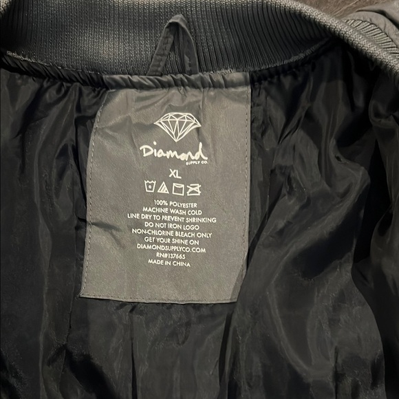 Diamond Supply Co Gray Bomber Jacket with Stand-Up Collar - Picture 3 of 3